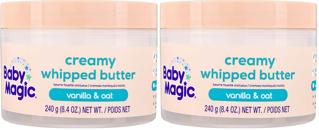 Baby Magic Creamy Whipped Butter Vanilla Oat, 8.4 oz, Gentle, Long-Lasting Moisture for Baby's Sensitive Skin