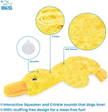 Best Pet Supplies Interactive Squeaky Dog Chew Toy, Ideal Dog Toys for Chewers, Small, Medium & Large Dogs, and Fetch Lovers - Crinkle Duck (Yellow), Large