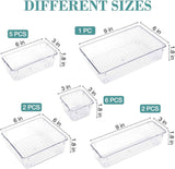 16 PCS Drawer Organizer Set, 5 Varied Size Bathroom and kitchen Drawer cabinet organizer Trays, Clear Storage Bins for Makeup, Jewelry, Utensils and Gadgets