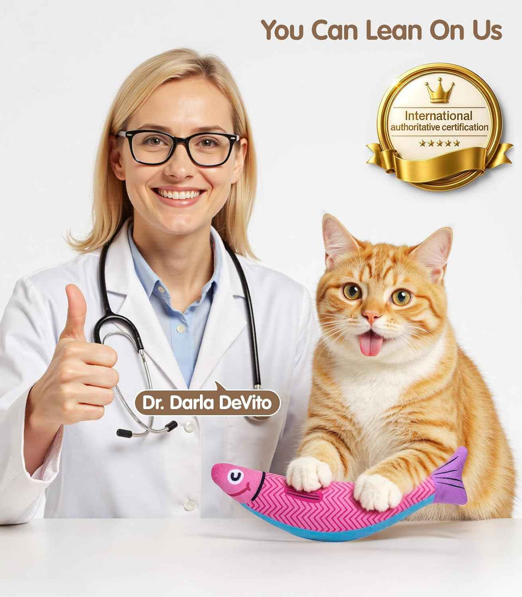 Cat Toys with[5000mg A+Natural Catnip &Silvervine] [Baby Grade] Interactive Soft Chew Kicker Cat Toys for Indoor Cats & Kittens, [Crinkle &Bell] Fish Sound Toy, Drives Bored Cat Crazy with Fun
