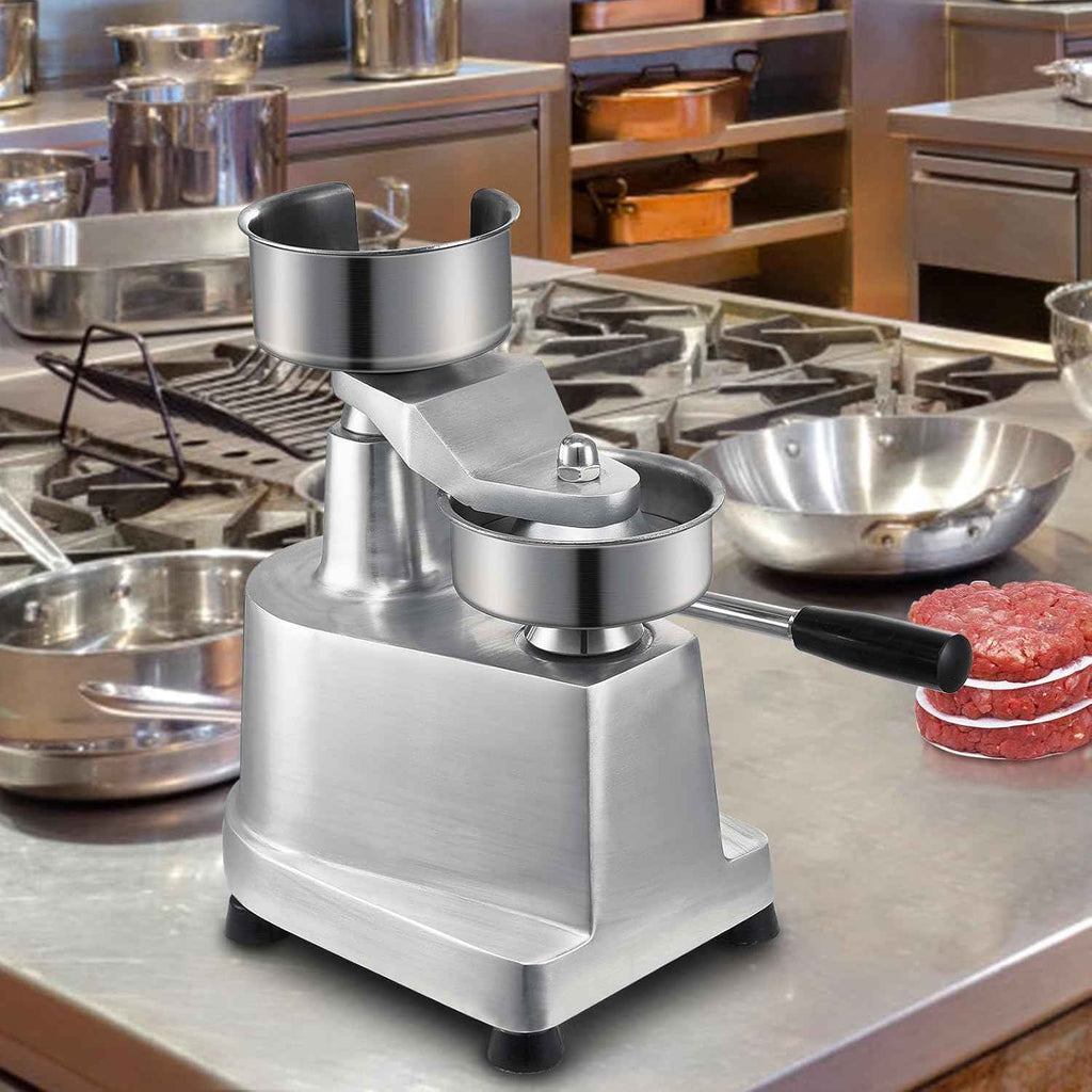 VEVOR 4inch Commercial Heavy Duty Stainless Steel Hamburger Patty Maker with 1000 Pcs Patty Papers