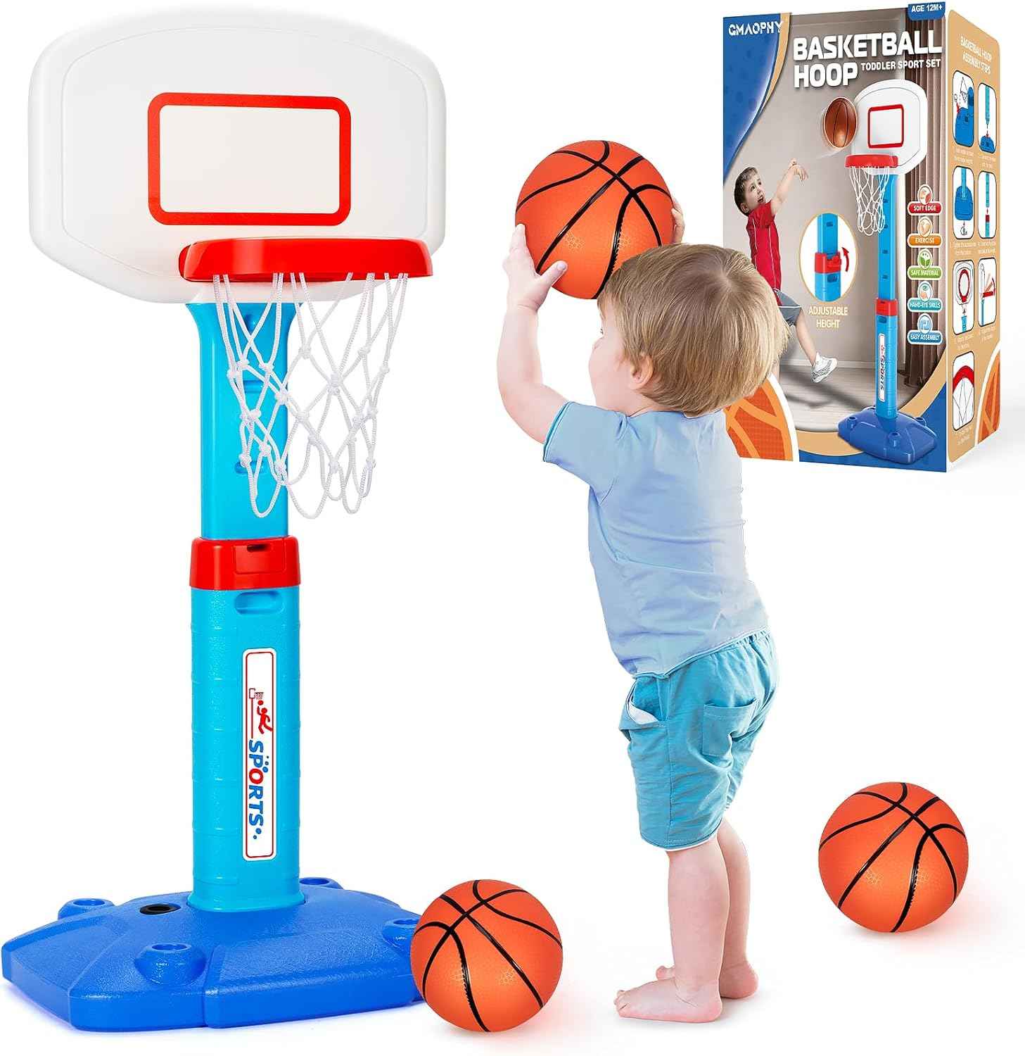 Toddler basketball hoop indoor adjustable kids basketball hoops with 3 balls for outdoor poolside