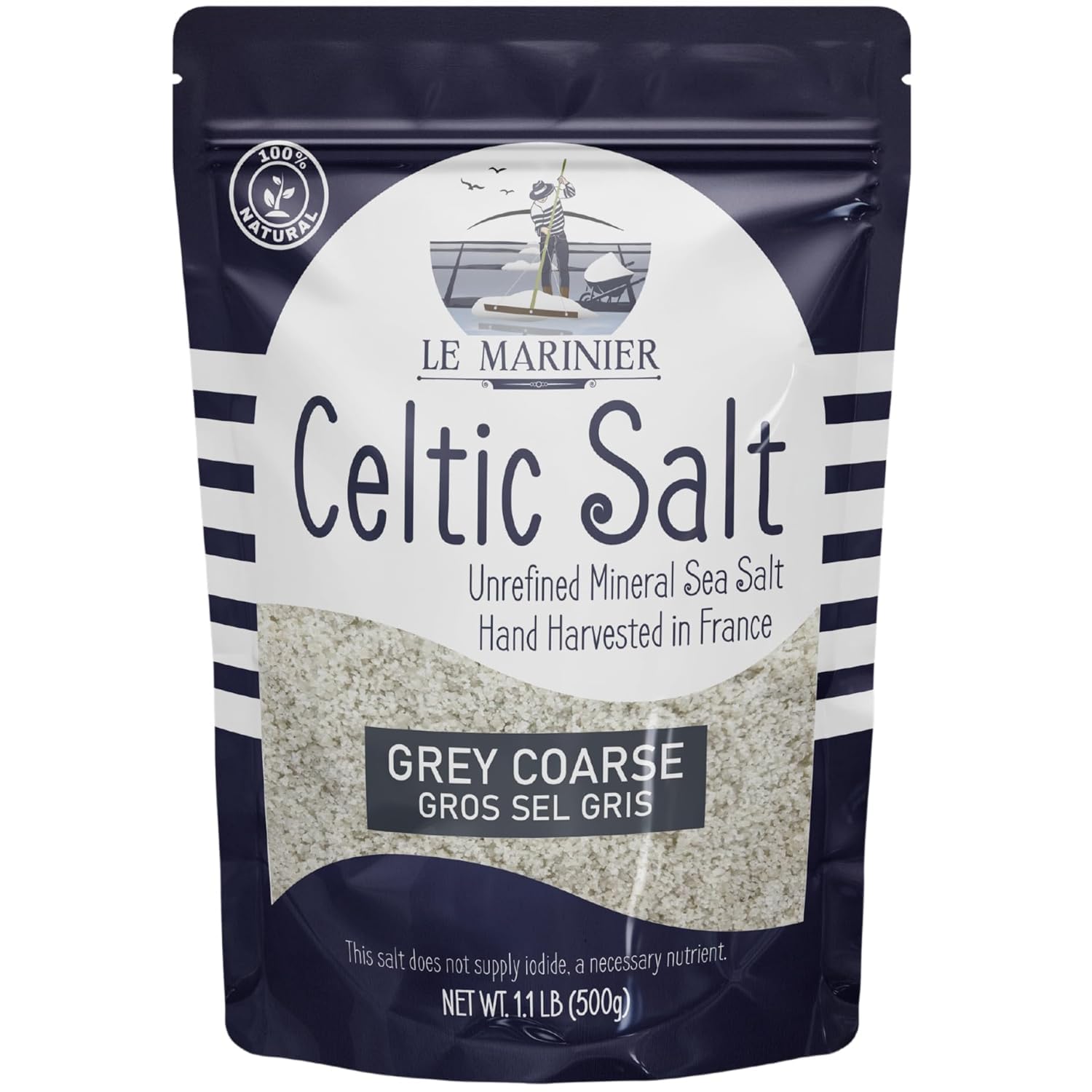 le marinier celtic salt organic grey coarse 1.1lb french sea salt 100% natural unrefined mineral rich