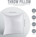 Utopia Bedding 18x18 Pillow Inserts, Set of 2, White – Indoor Decorative Throw Pillows for Bed, Sofa & Couch – Soft, Supportive & Fluffy Cushion Inserts