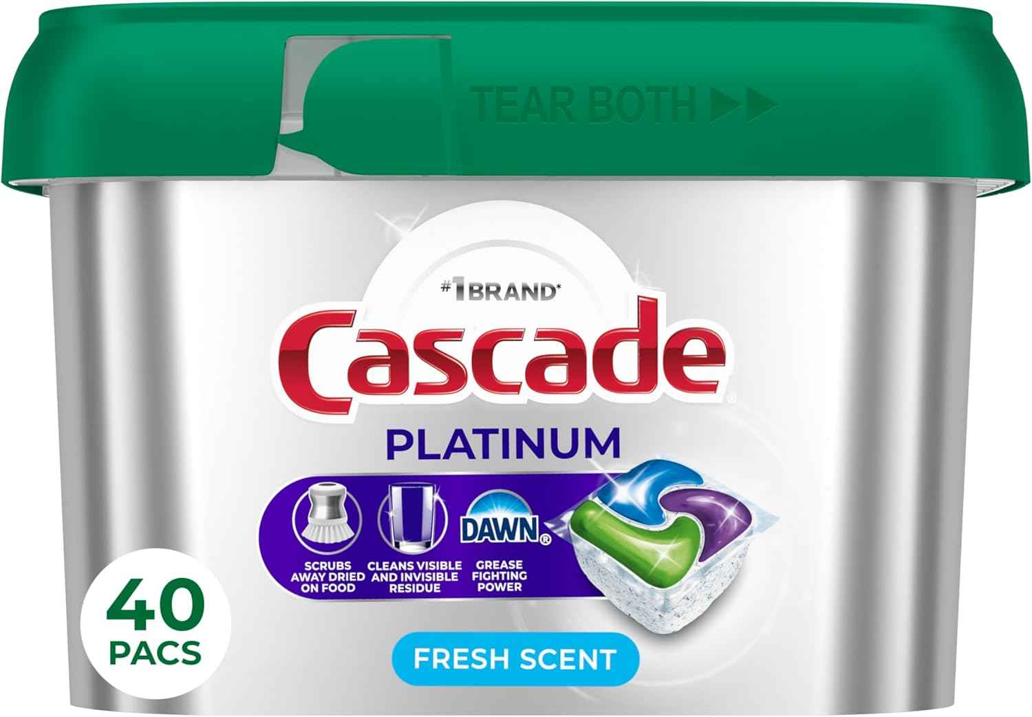 Cascade Platinum Dishwasher Pods, Dishwasher Detergent, Dish Detergent Soap, Fresh, 71 count