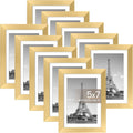 upsimples 5x7 Picture Frame Set of 10, Display Pictures 4x6 with Mat or 5x7 Without, Multi Photo Frames Collage for Wall or Tabletop Display, Black