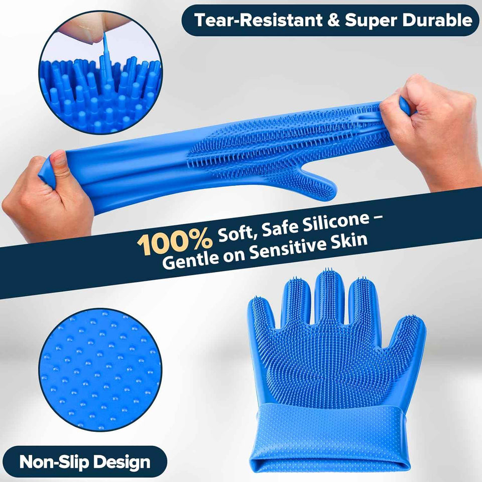 navy blue pet grooming kit for dogs cats and horses dog washing gloves bath brush supplies
