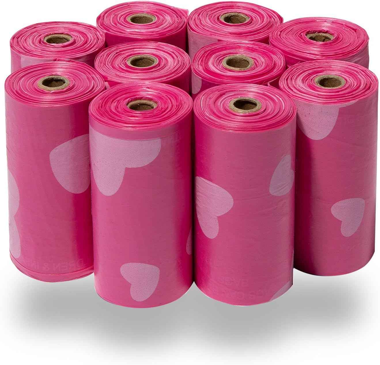 Best Pet Supplies Dog Poop Bags (150 Bags) for Waste Refuse Cleanup, Doggy Roll Replacements for Outdoor Puppy Walking and Travel, Leak Proof and Tear Resistant, Thick Plastic - Assorted Colors
