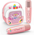 Mini Karaoke Machine for Kids Girls: Unicorn Portable Bluetooth Speakers with 2 Wireless Mic Toys for Girls Age 4-6 7 8 9 Years Old Girl Easter Birthday Gifts for 5 6 7 8 9 10 11 Years Teens Purple
