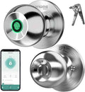 GHome Smart Fingerprint Door Lock, 3 in 1 Smart Fingerprint Door Knob with App Control & Key, Auto Lock, Biometric Thumbprint Door Locks for Bedroom, Garage, Home & Office