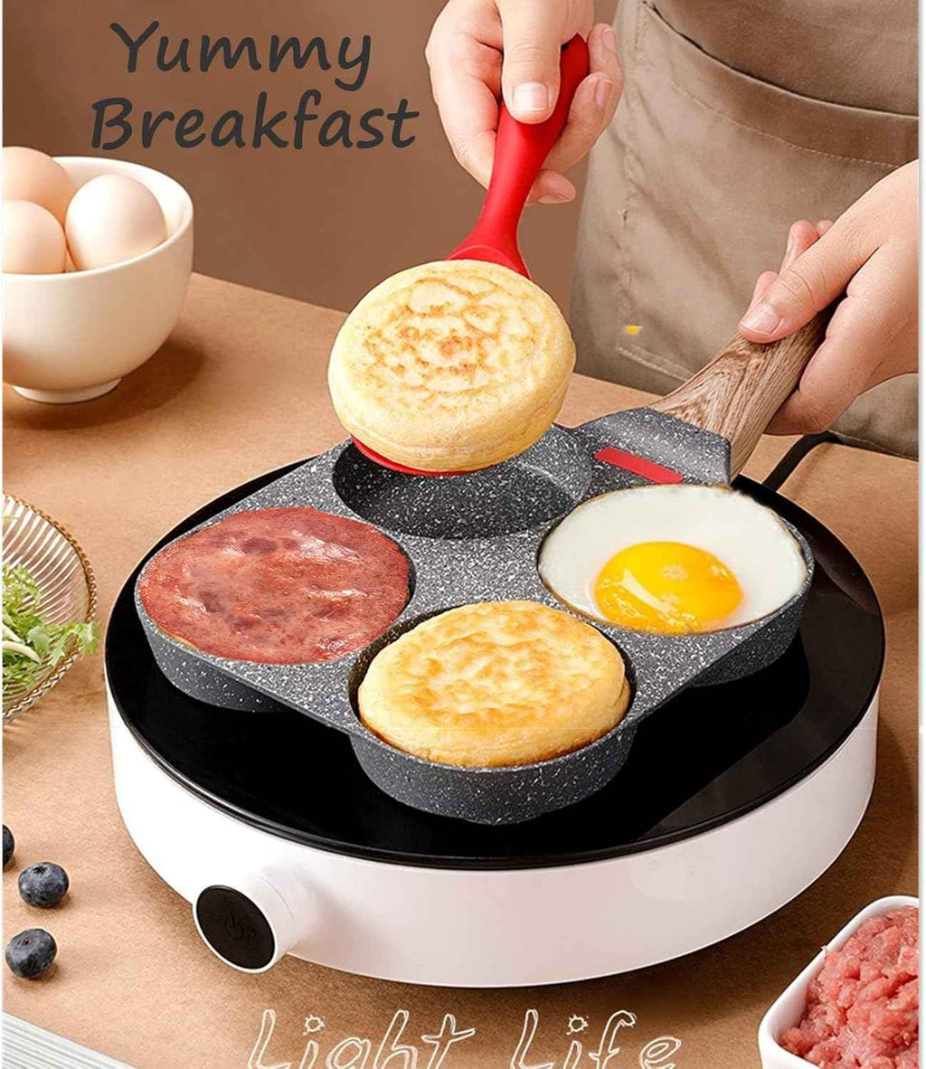 HUPECHAM 4-Cup Nonstick Egg Pan with Granite Coating for Gas Stove and Induction Cooktop
