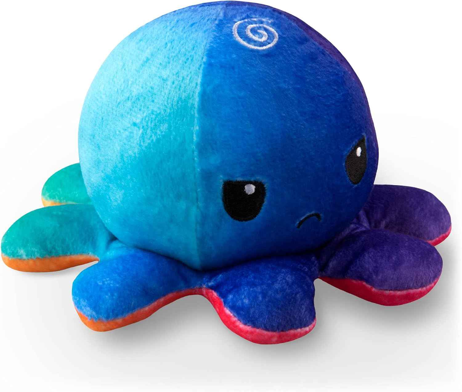 TeeTurtle Reversible Octopus Plushie - 4-Inch Pink + Aqua Two-Sided Flip Plush Toy with Embroidered Details - Cute Mini Collectible Plush for Kids, Teens, and Adults