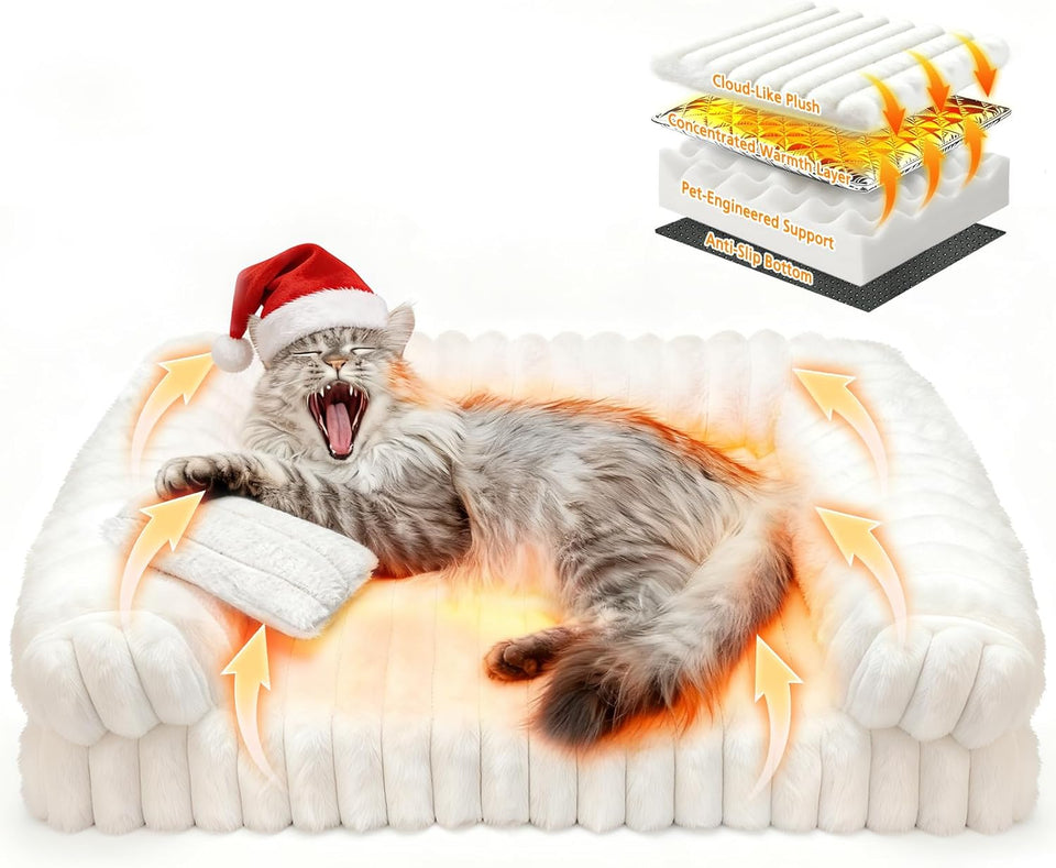 Self Warming Cat Bed for Indoor Cats, Donut Shape, Self-Heating Dog Bed with Non-Slip Bottom, Washable & Portable (Size S)