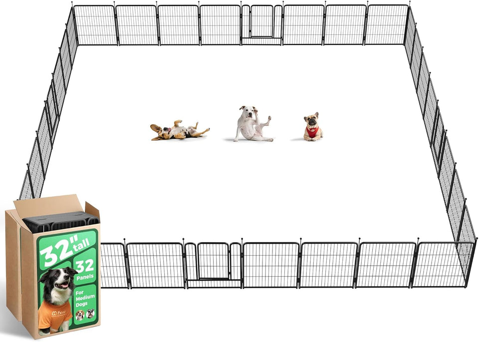 fxw rollick unleashed dog playpen for indoor, yard, rv camping, 24 inch 8 panels for small and puppy dogs, black