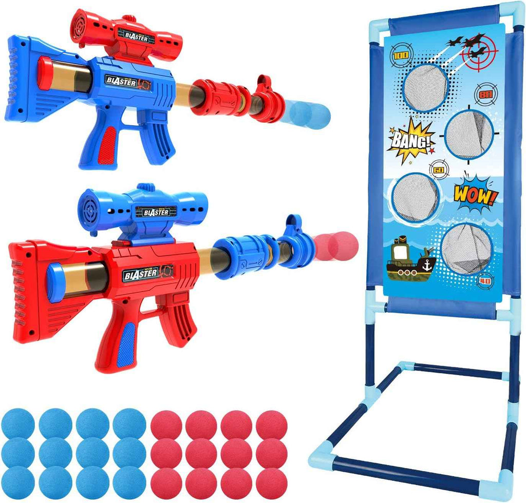 yeebay shooting game toy 2pk air guns shooting target 24 foam balls navy theme kids boys gift