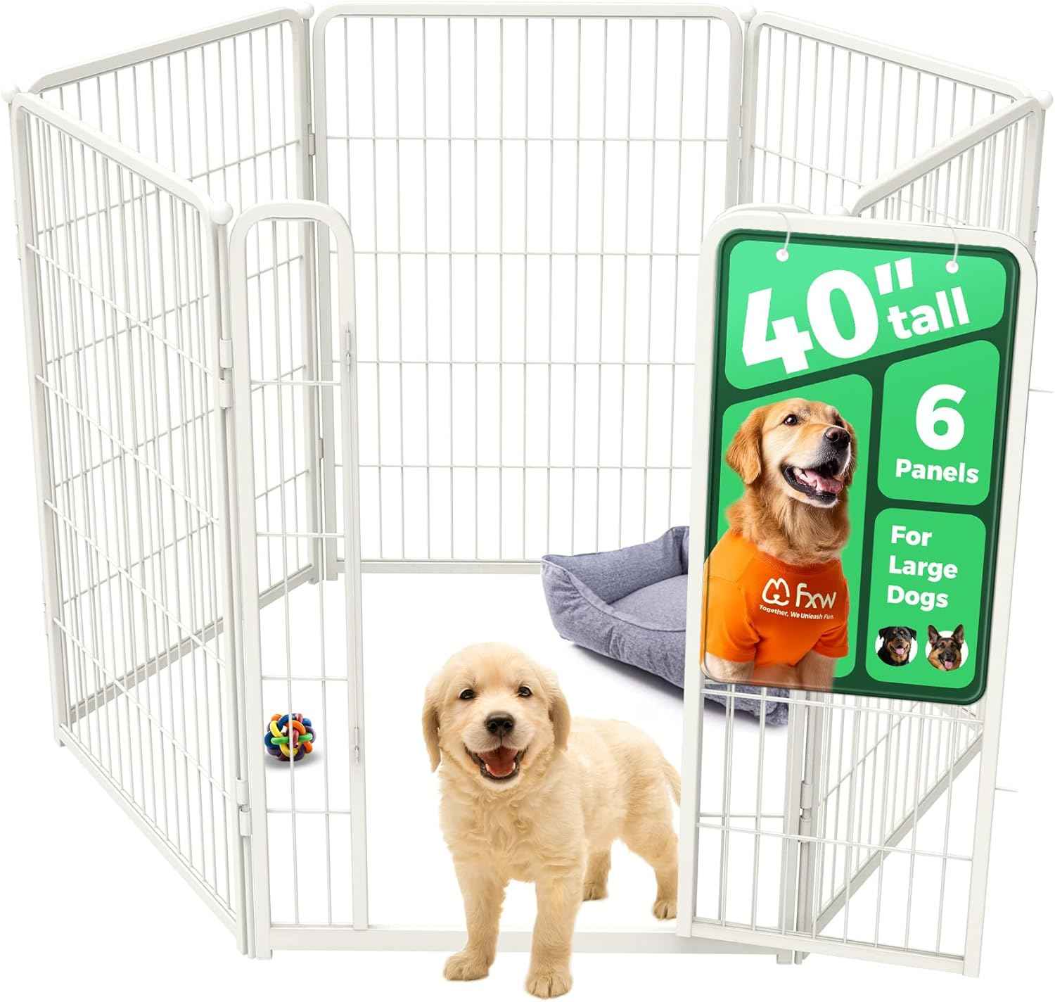 FXW Homeplus Unleashed Indoor Dog Playpen - Stress-Free and Safe Play, Heavy Duty 24 Inch 6 Panels Dog Pen for Puppy and Small Dogs, Black│Patented