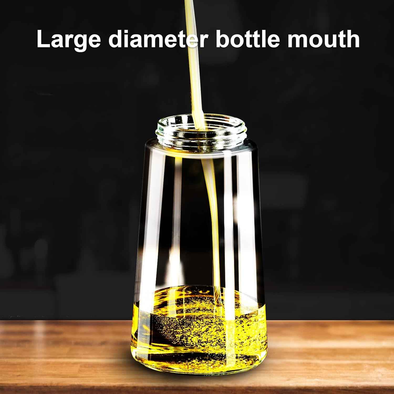 2 in 1 Glass Oil Sprayer & Dispenser,16oz/470ml Olive Cooking, Air Fryer, and Salad, for Kitchen Gadgets and Air Fryer Accessories, w/Stickers (Black)