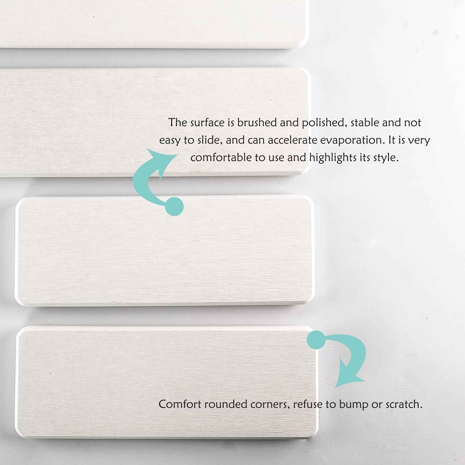 2 Pcs Water Absorbing Stone Trays, Kitchen/Bathroom Sink Soap Dish, Diatomite Tray Used for Hand Soap & Cosmetic Bottles in The Modern Home, 3.15" W x 8.7" L, White