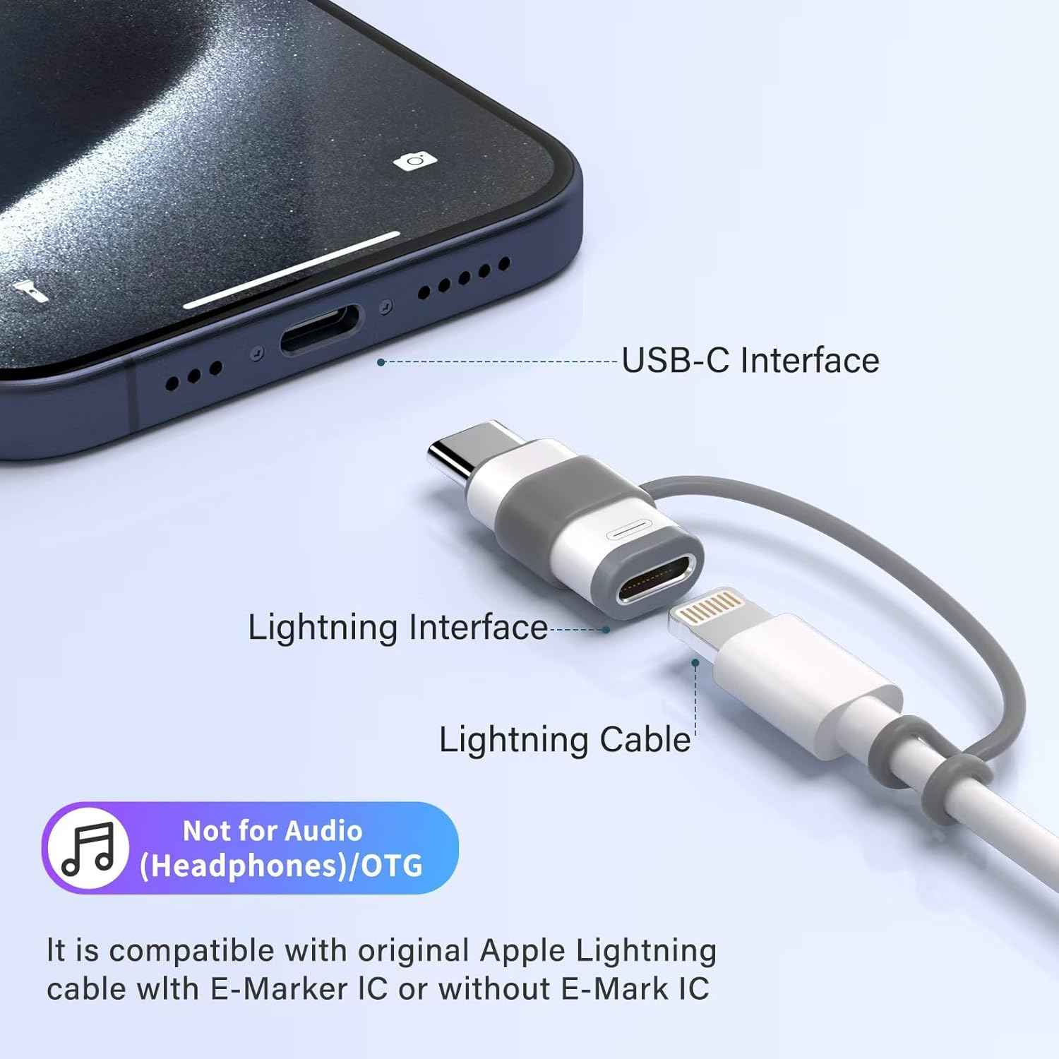 4 Pack Lightning to USB C Adapter for iPhone 15/16/17 Pro/17 Pro Max,for iPhone 17/16 Charger,17/16 Accessories,Fast Charging & Data Transfer,USB C Charger Connector Cable,Not for Audio/OTG