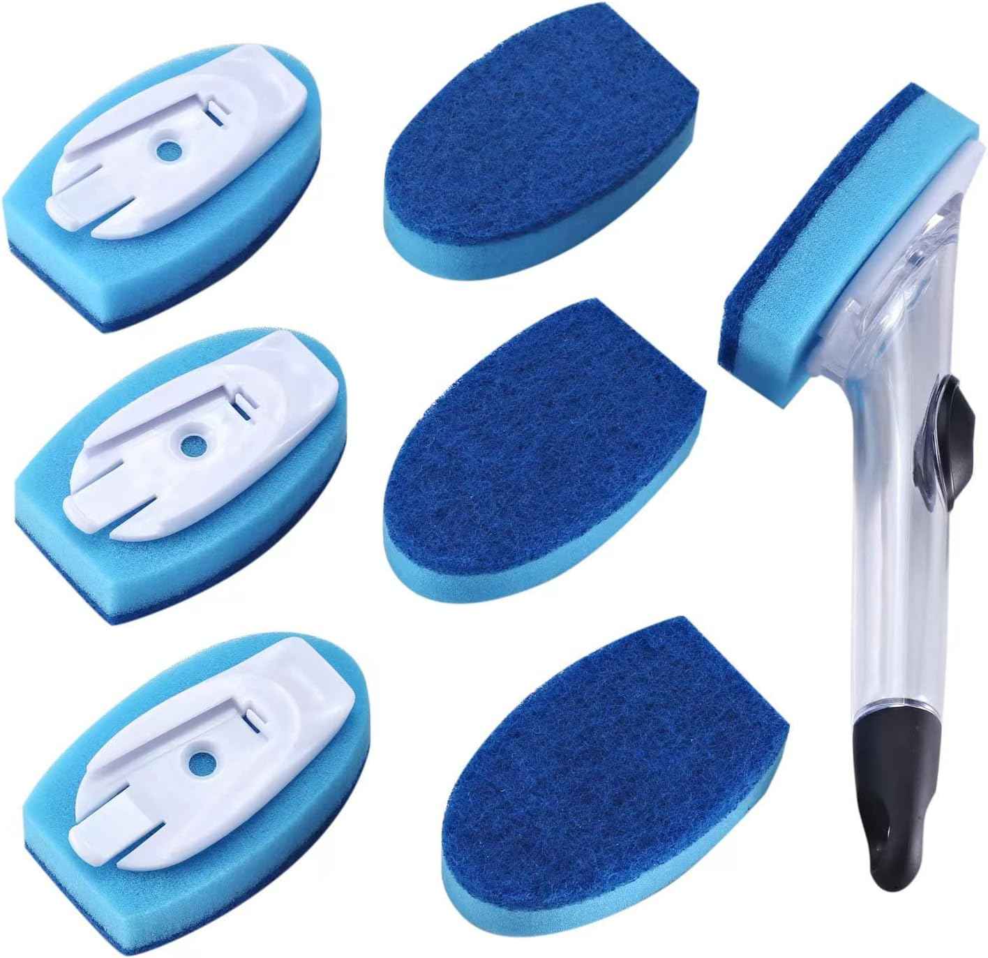 Dish wand with 7 pack dishwashing sponge refills for household cleaning