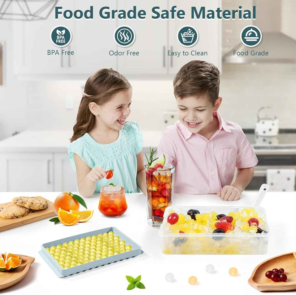 Mini Ice Cube Trays for Freezer with Lid - Chilling Drinks Coffee Juice (2 Pack/0.55In - Blue)