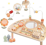 Activity Table for 1 Year Old, Montessori Toys for 1 2 Year Old Girls Boy Gifts, 8 in 1 Wooden Sensory Play Table for Toddler 1-3, Learning Toys for Baby 12-18 Months 1st Christmas Birthday Gifts