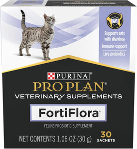 PLrina Pro Plan Veterinary Supplements FortiFlora Daily Probiotics for Cats for Digestive Gut Health and Diarrhea - 30 ct. Box