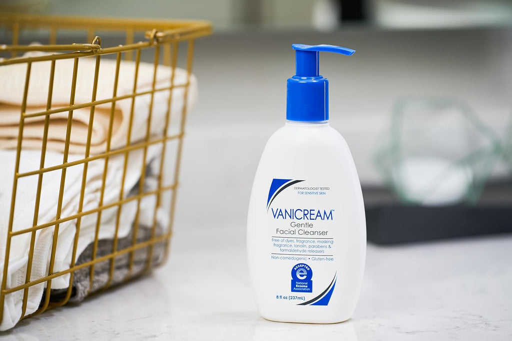 Vanicream gentle facial cleanser with pump dispenser, 8 fl oz, fragrance-free for sensitive skin