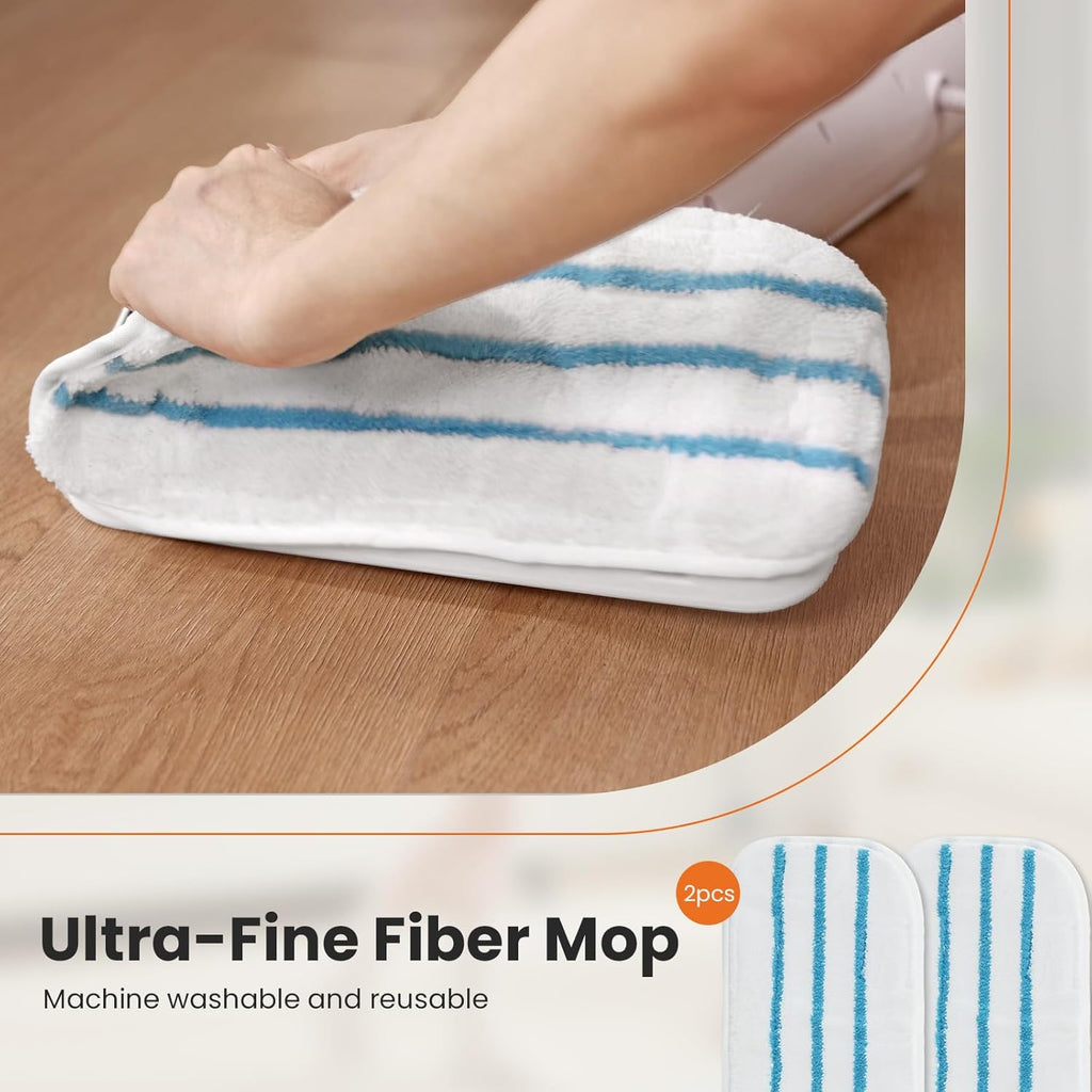 Sweetcrispy Steam Mop for Floor Cleaning,Lightweight Floor Steamer Cleaner for Hardwood/Tile/Laminate Floors Carpet, 2 Washable Pad,White and Grey