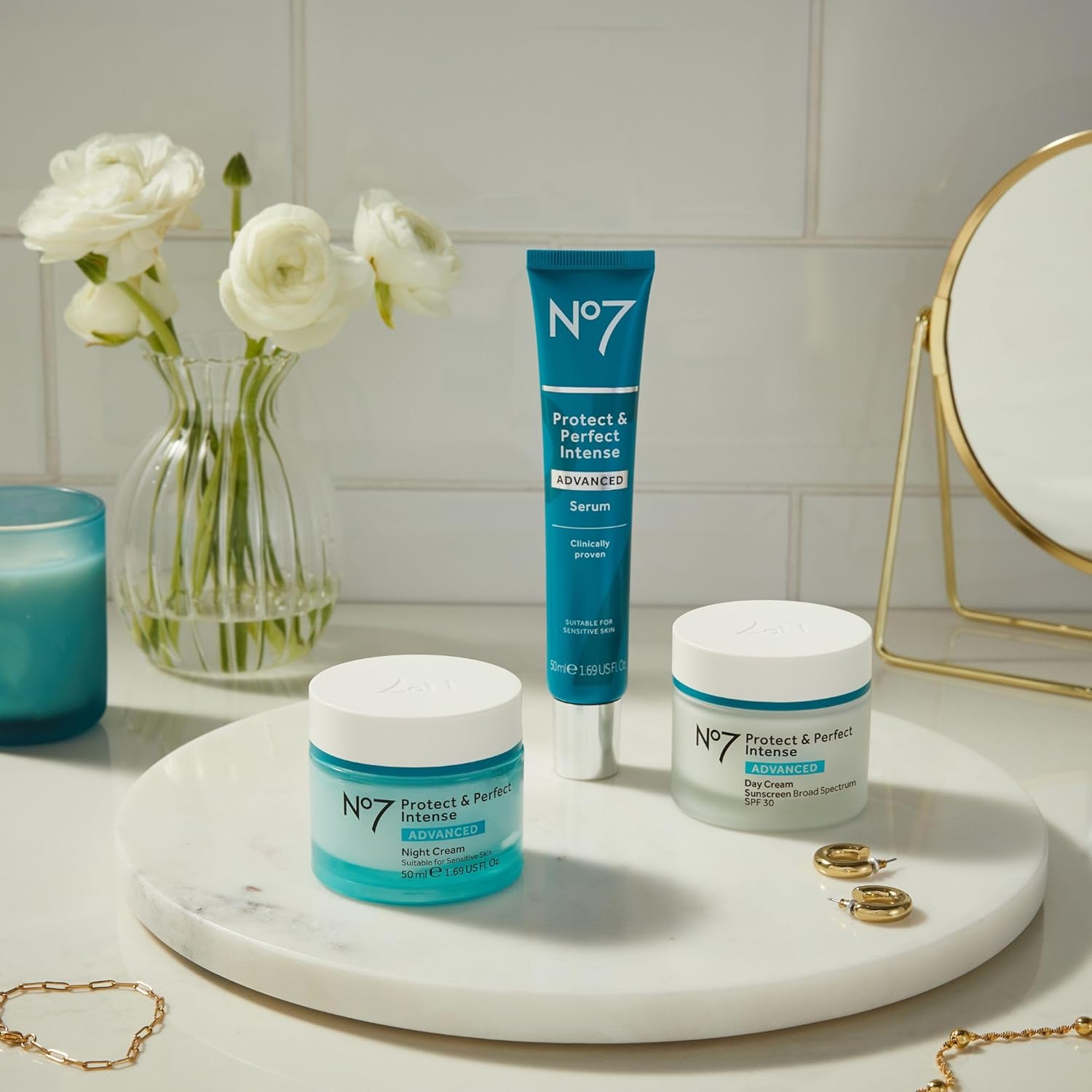No7 protect & perfect intense advanced face cream with hyaluronic acid & collagen peptide technology 1.69 oz