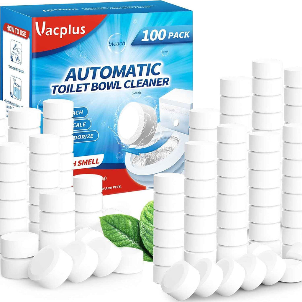 Vacplus Toilet Bowl Cleaner Tablets 12 PACK, Automatic Toilet Bowl Cleaners with Bleach for Deodorizing and Descaling, Bathroom Cleaner Against Tough Stains