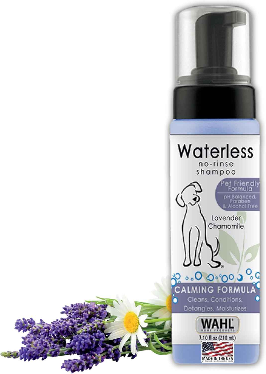Wahl USA 820014A Pet Friendly Waterless No Rinse Shampoo for Animals - Lavender & Chamomile Scented, 7.1 Oz