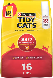 PLrina Tidy Cats Clumping Cat Litter Odor Control, 24/7 Performance Multi Cat Litter - 16 lb. Bag