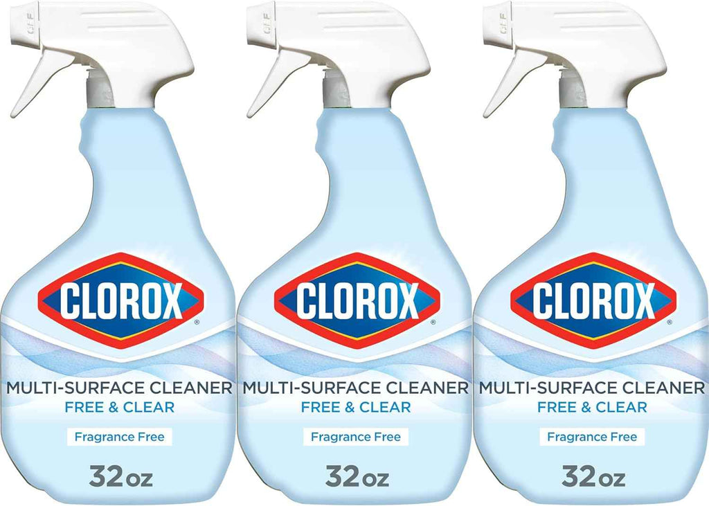 Clorox Free & Clear Multi-Surface Cleaner, Fragrance-Free, 32 Fluid Ounces, Pack of 3
