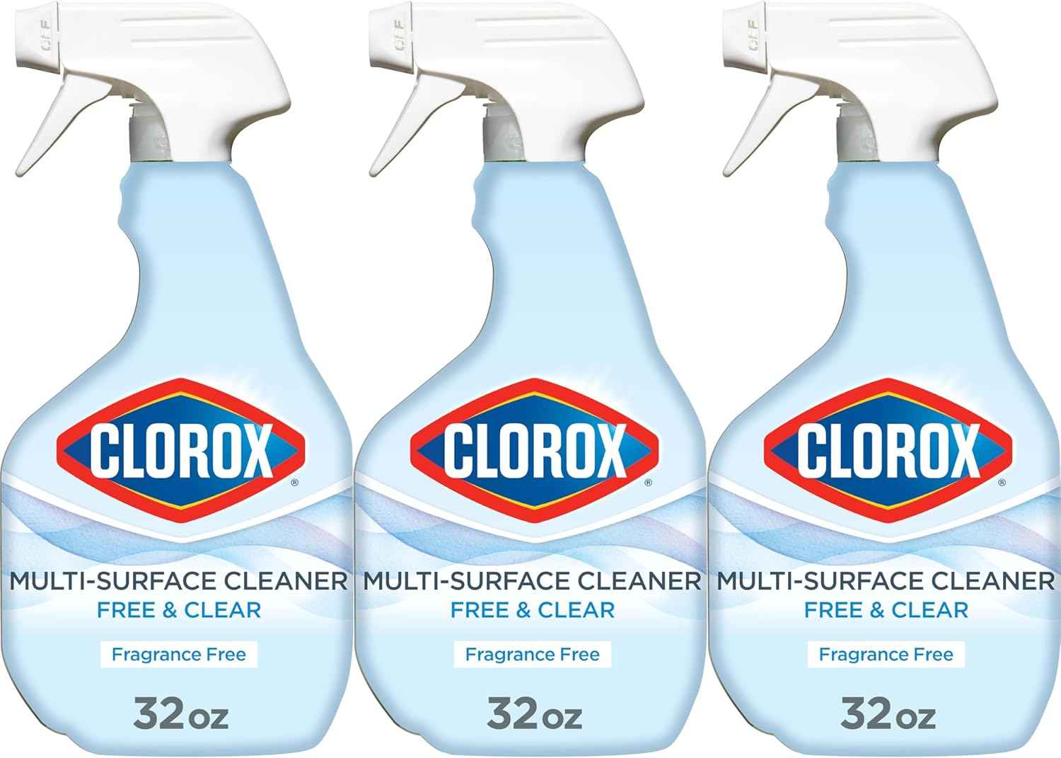 Clorox Free & Clear Multi-Surface Cleaner, Fragrance-Free, 32 Fluid Ounces, Pack of 3