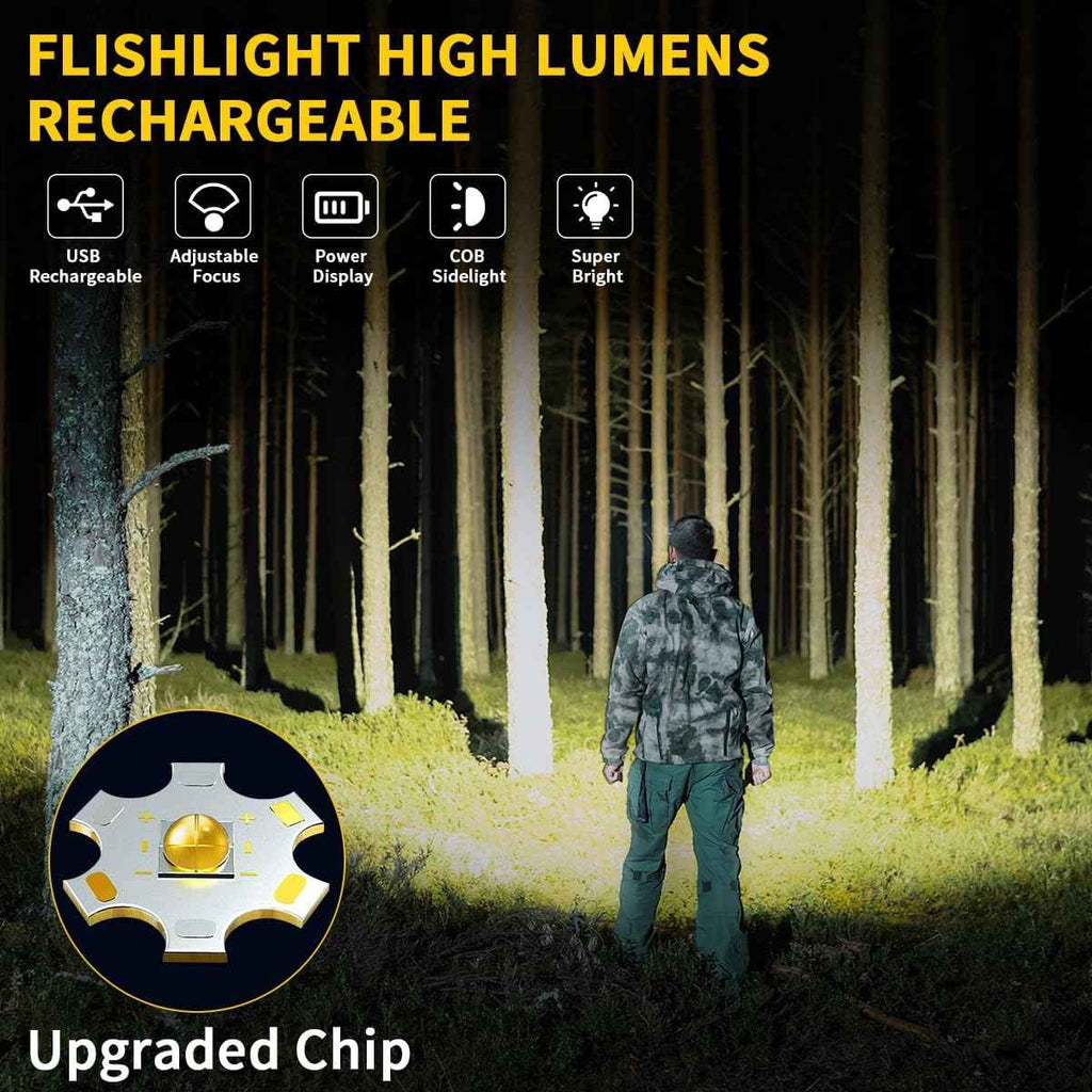 7-mode rechargeable flashlights, 2-pack, high lumens, adjustable, tactical LED flashlights