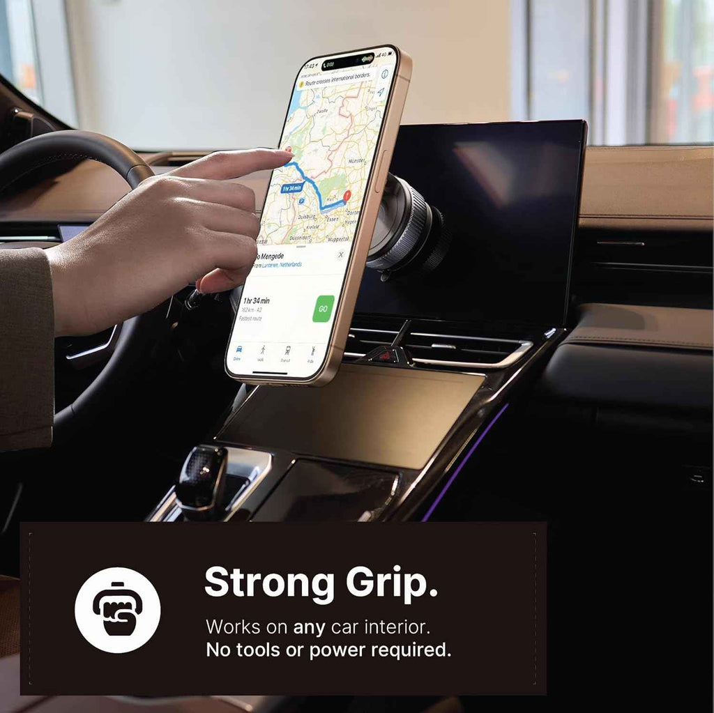 Vacuum Magnetic Phone Holder for Cars Black 360 Rotating Adjustable Foldable Mount for iPhone