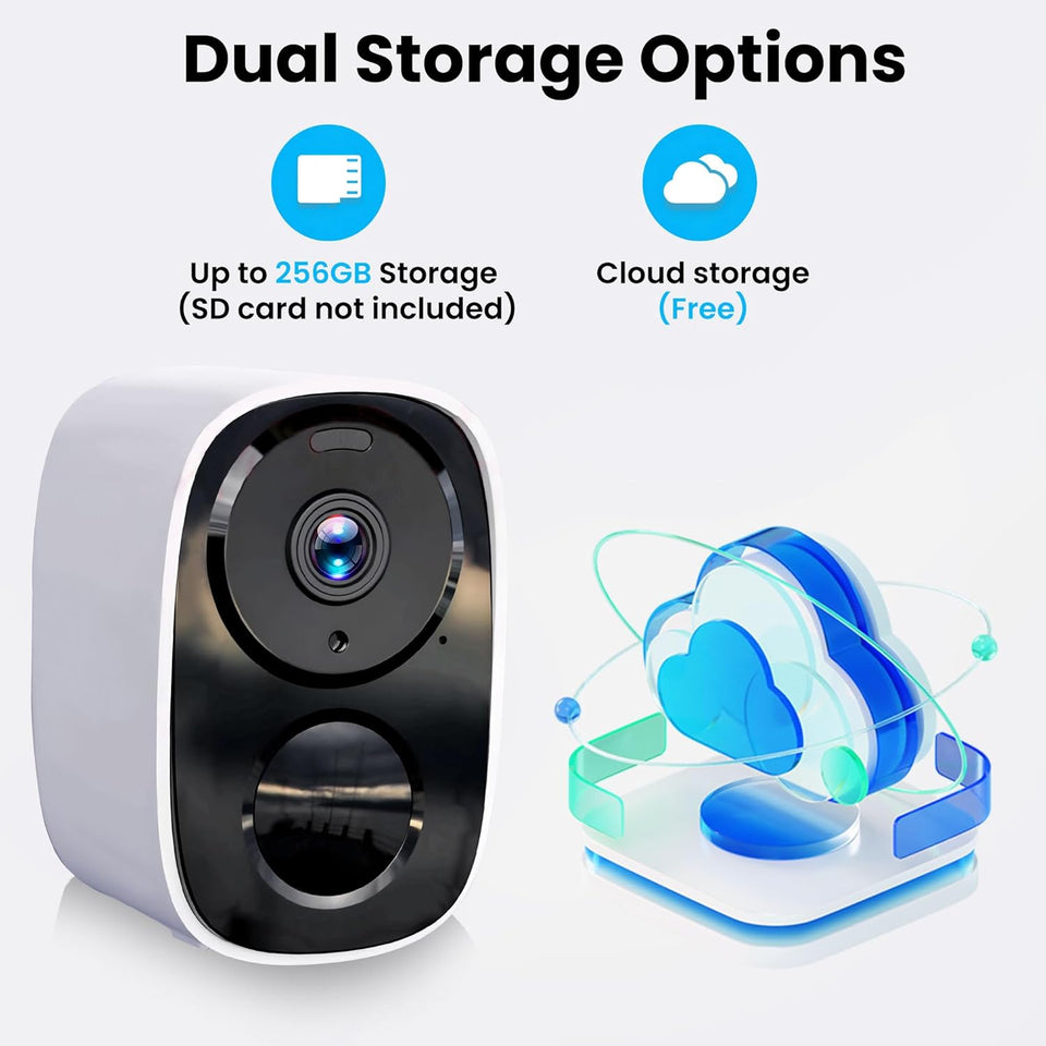 2026 Upgraded 2K Security Cameras Wireless Outdoor, Free Cloud Storage, 1-6 Months Battery Life, Waterproof, 2-Way Talk, AI Motion Detection Spotlight Siren Alarm Cameras for Home Security
