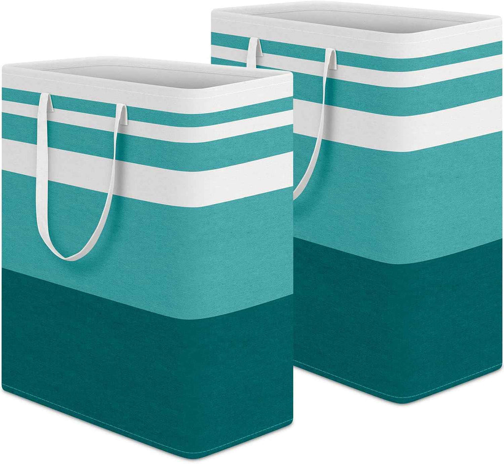 HomeHacks 2 Pack Large Laundry Baskets, Waterproof, Freestanding Laundry Hampers, Collapsible Clothes Hamper with Reinforced Handles in Laundry Room, College Dorm, Bathroom, Bedroom (Grey, 75Lx2)