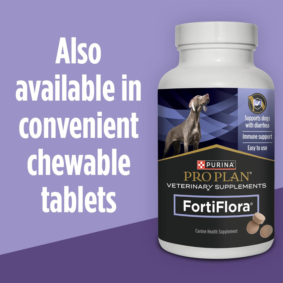 Purina Pro Plan Veterinary Supplements FortiFlora Daily Probiotics for Dogs, 30 count, supports digestive gut health and diarrhea relief
