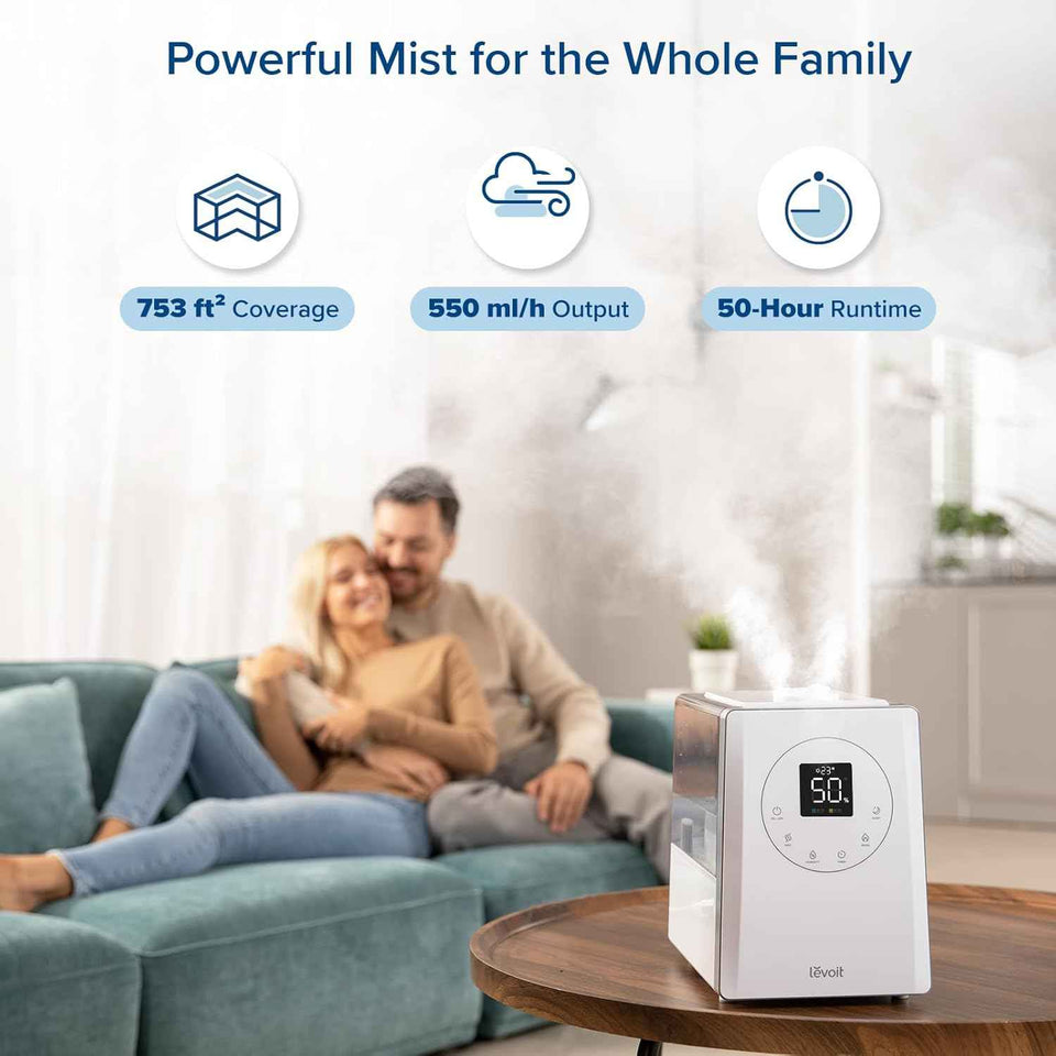 LEVOIT LV600S Smart Warm and Cool Mist Humidifiers for Home Bedroom Large Room, (6L) 753ft² Coverage, Quickly & Evenly Humidify Whole House, Easy Top Fill, App & Voice Control - Quiet Sleep Mode