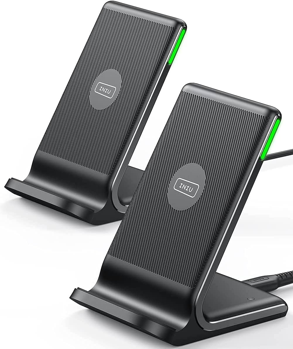 INIU Wireless Charger, 15W Fast Qi Certified Wireless Charging Station with Sleep-Friendly Adaptive Light Compatible with iPhone 16 15 14 13 Pro XS 8 Plus Samsung Galaxy S25 S24 S23 Note 20 Google etc - ShopUS
