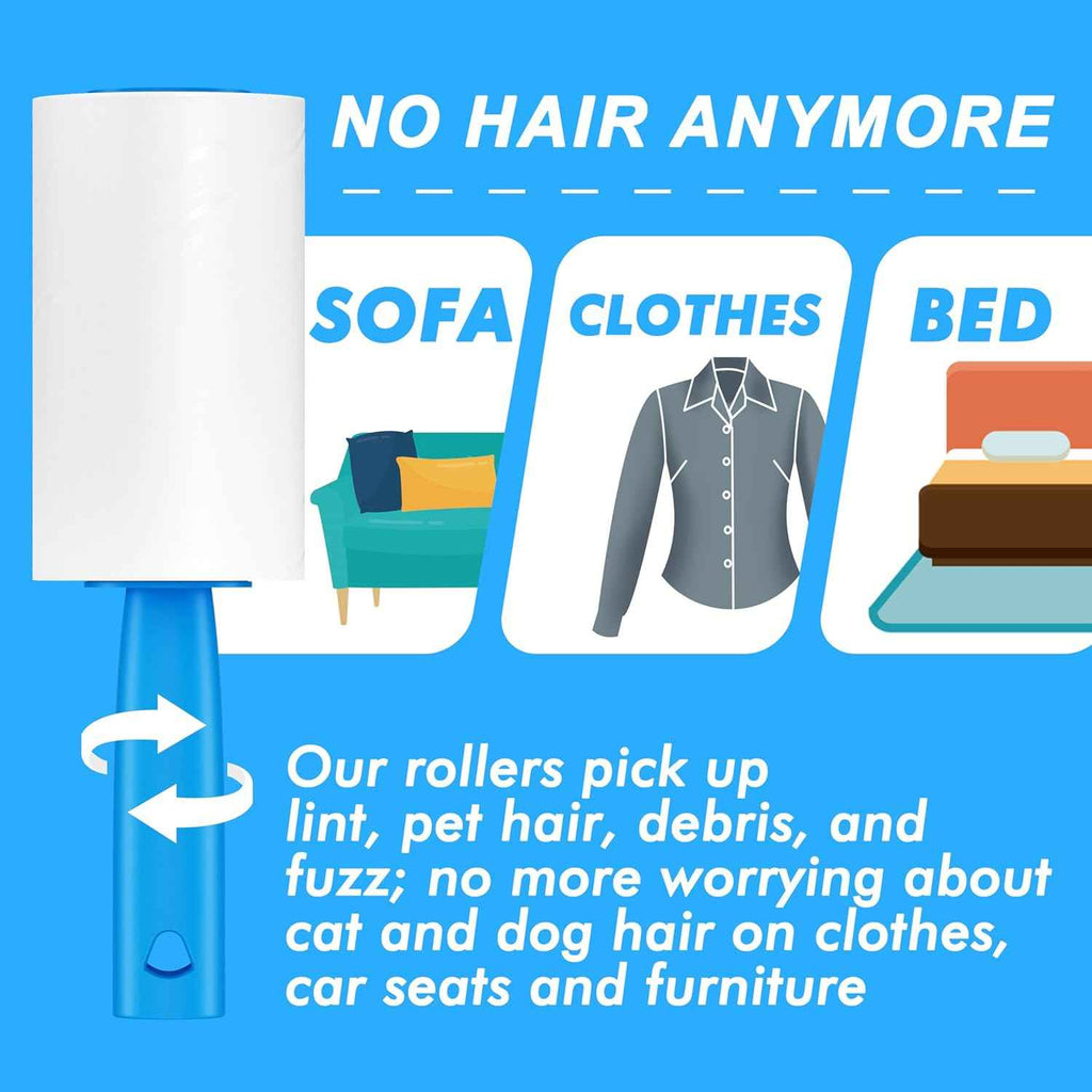 Extra sticky lint roller mega value set 400 sheets for pet hair removal dog and cat lint remover for clothes furniture carpet