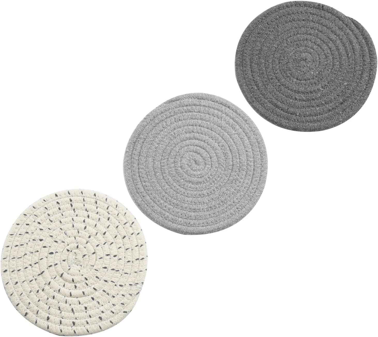 Potholders Set Trivets Set 100% Pure Cotton Thread Weave Hot Pot Holders Set, Gray