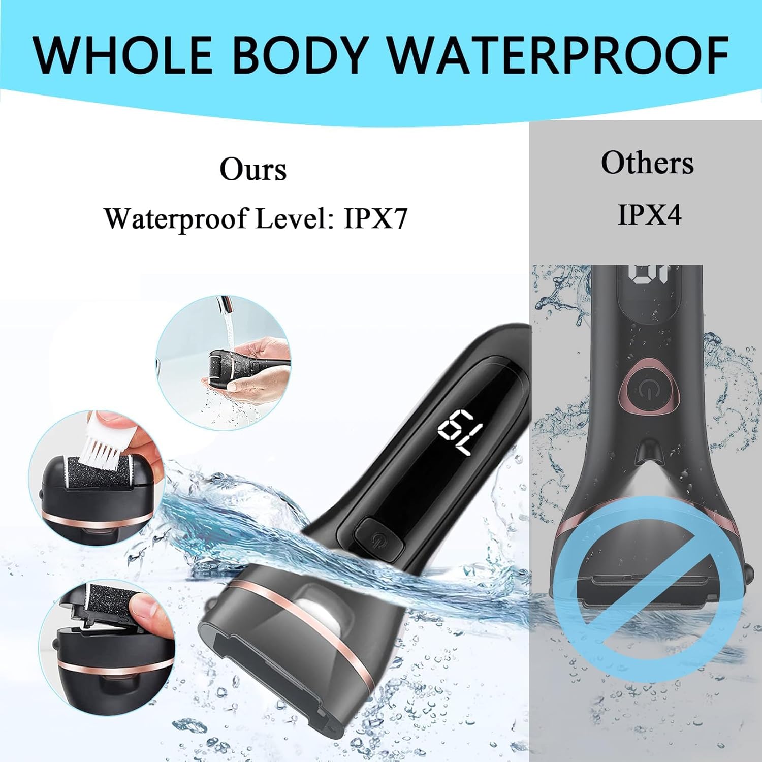 Callus Remover for Feet Electric Foot File, 13-in-1 Professional Pedicure Tools Foot Care Kit, Foot Scrubber Pedi for Hard Cracked Dry Dead Skin, 3 Rollers, 2 Speed, Battery Display (Black)