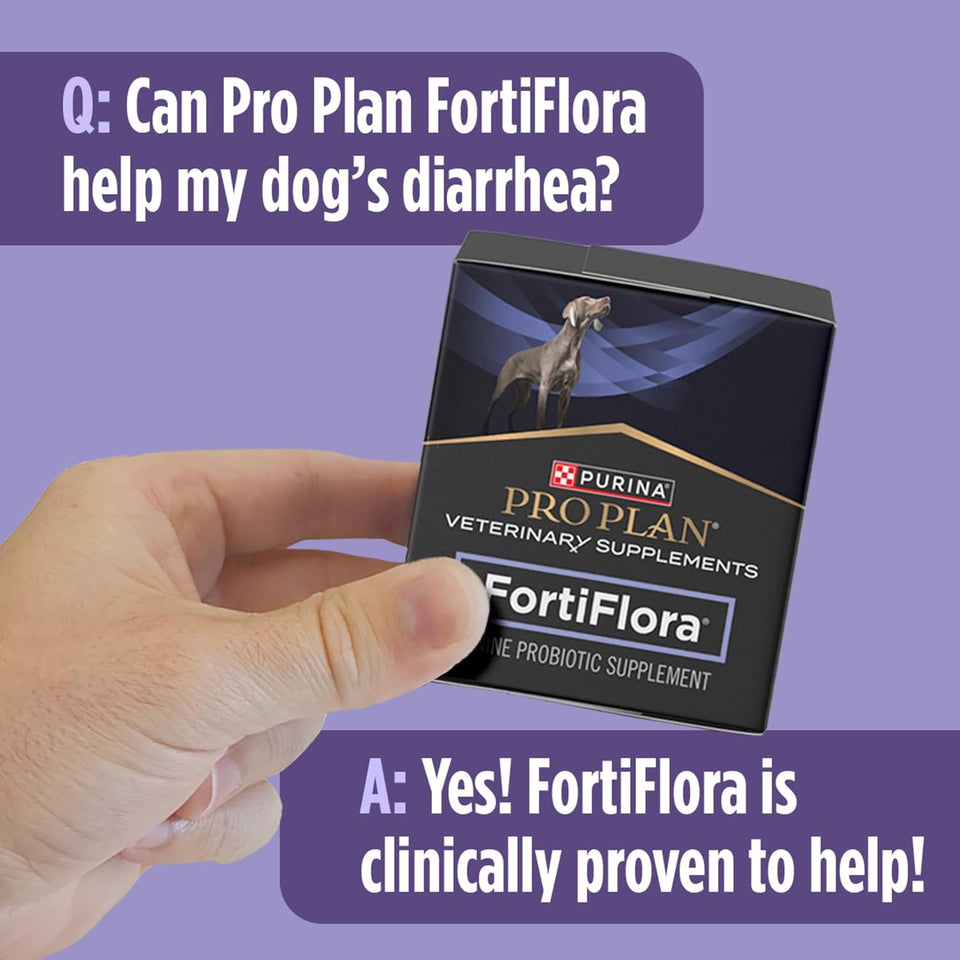 Purina Pro Plan Veterinary Supplements FortiFlora Daily Probiotics for Dogs, 30 count, supports digestive gut health and diarrhea relief