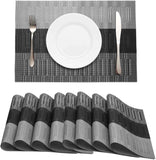HeloHo Black Placemats Set of 4 Heat-Resistant Washable Place Mats Non-Slip Vinyl Woven Table Mats Wipeable Placemat for Kitchen Dining Table Decoration Indoor Outdoor