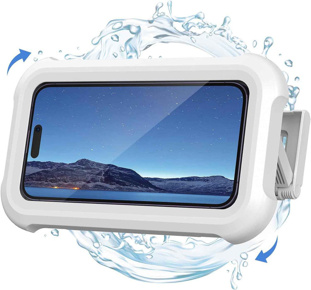Lamicall Shower Phone Holder Waterproof - 480° Rotatable Retractable Adjustable Shower iPhone Case Holder, Bathroom Wall Phone Mount Stand Water Proof Anti Fog Case, Accessories for 4-7" Cellphones