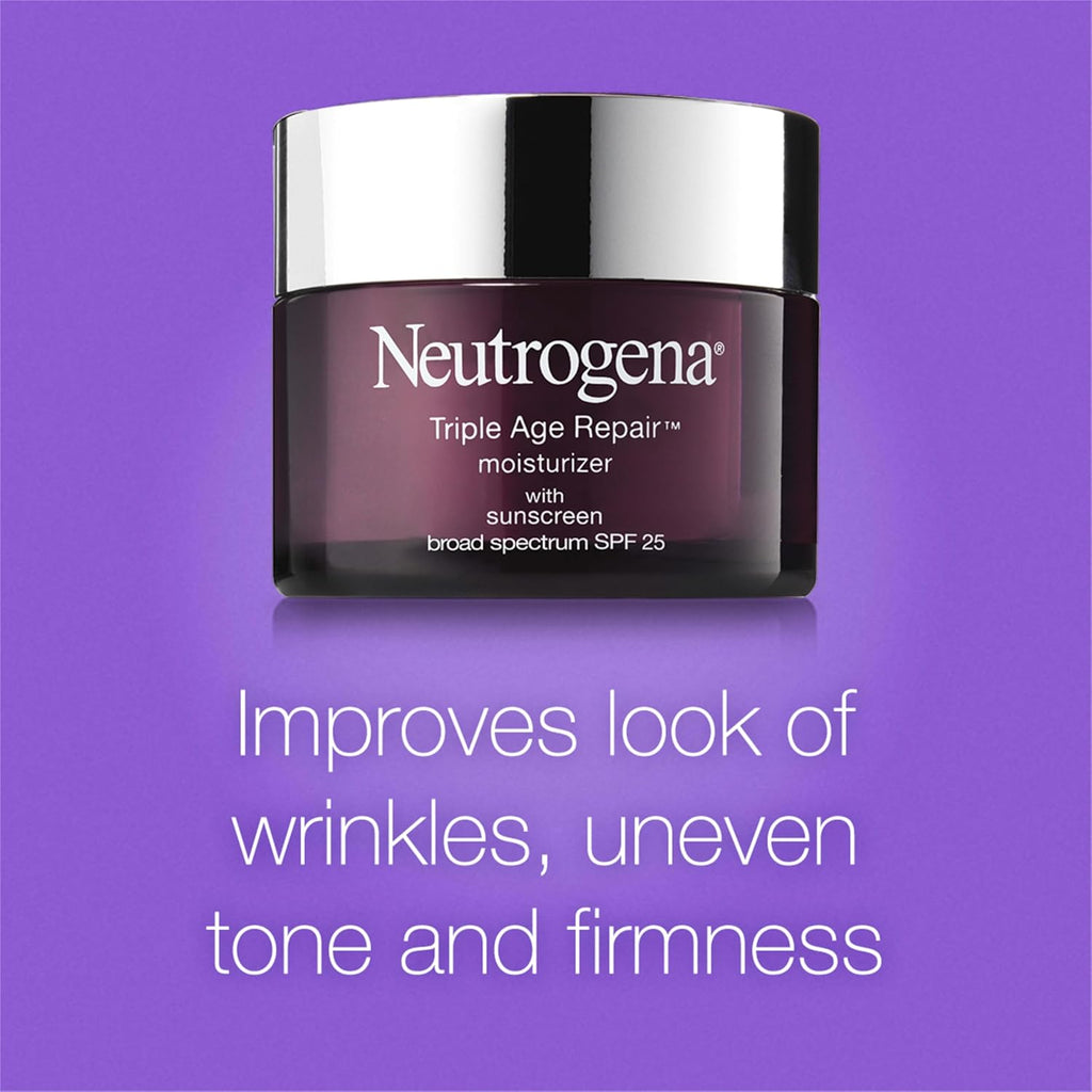 Neutrogena Triple Age Repair Face Moisturizer with Hexinol & Vitamin C, Anti-Wrinkle Cream with SPF 25, 1.7 oz for Women & Men