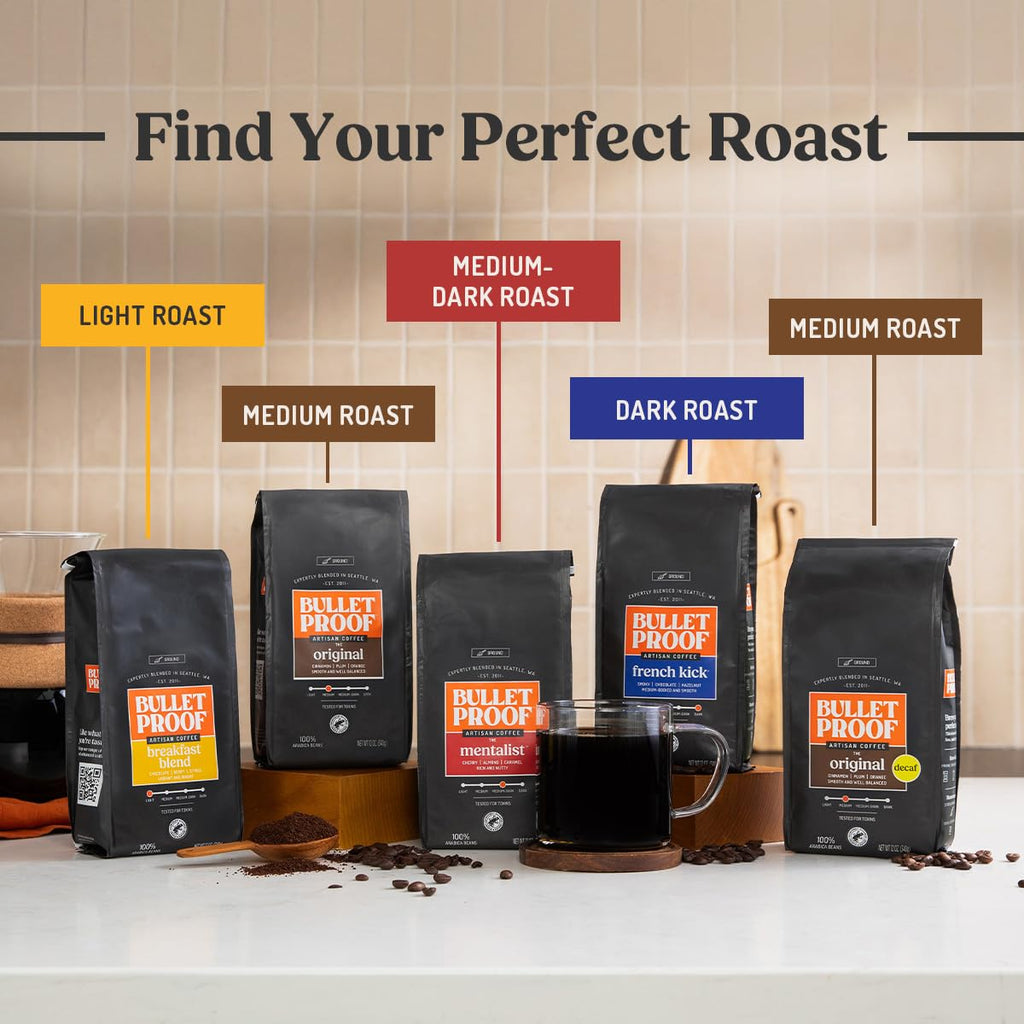 Bulletproof original medium roast 100% Arabica ground coffee 12 oz clean coffee tested